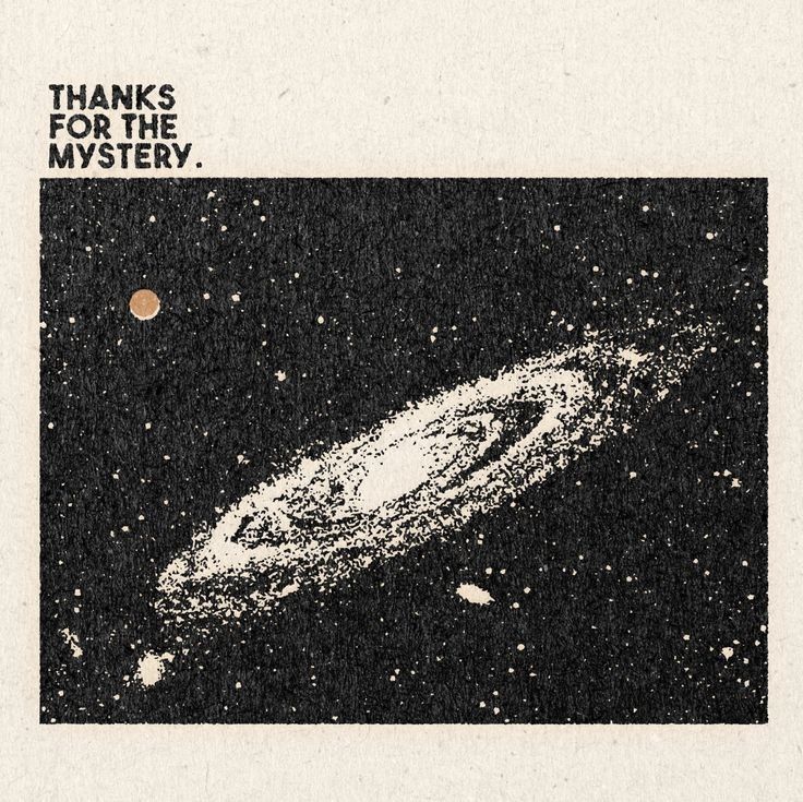 Aged galaxy print on cream paper, headed Thanks for the Mystery.